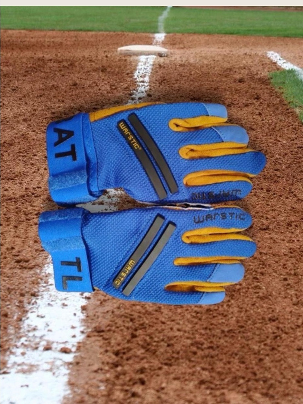 Warstic Kids Batting Gloves Blue & Tan Brand New